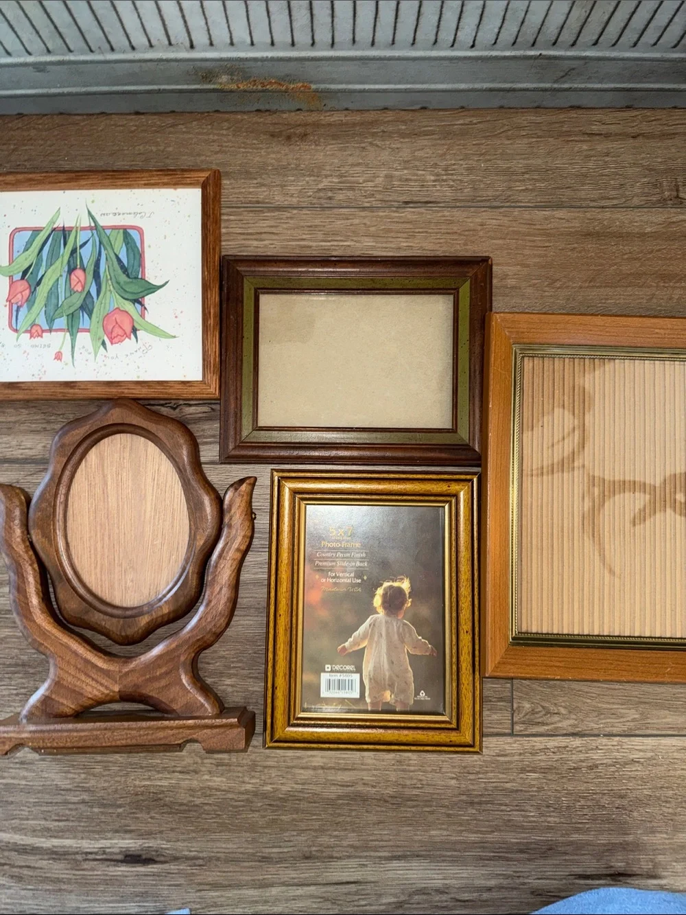 Vintage Brown Wood Picture Frames Bundle